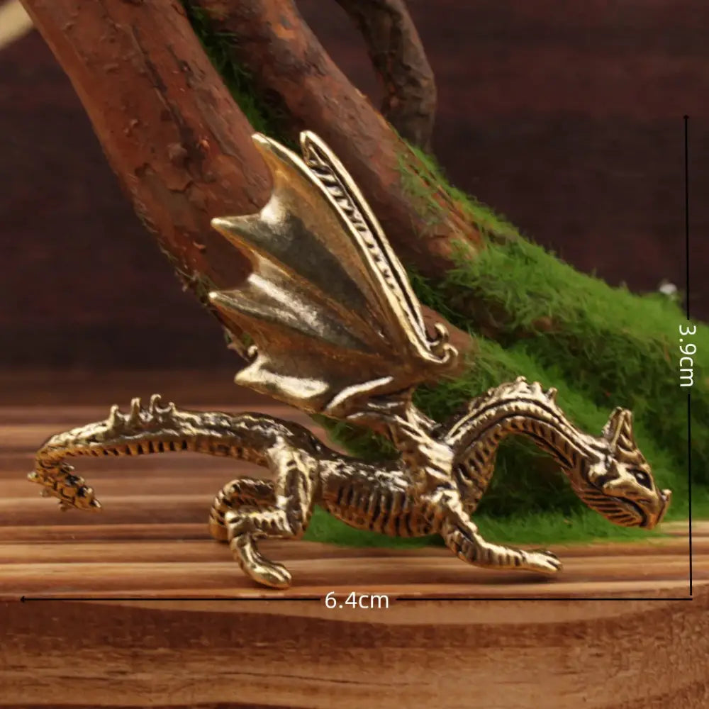 Vintage brass flying dragon sculpture living room ornament