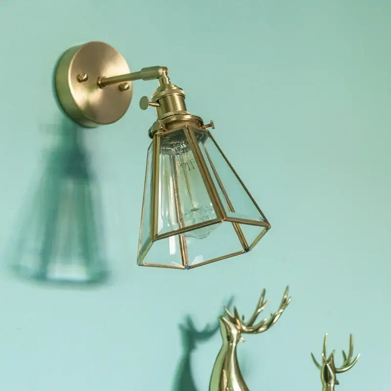 Vintage brass glass led wall light bathroom mirror sconce