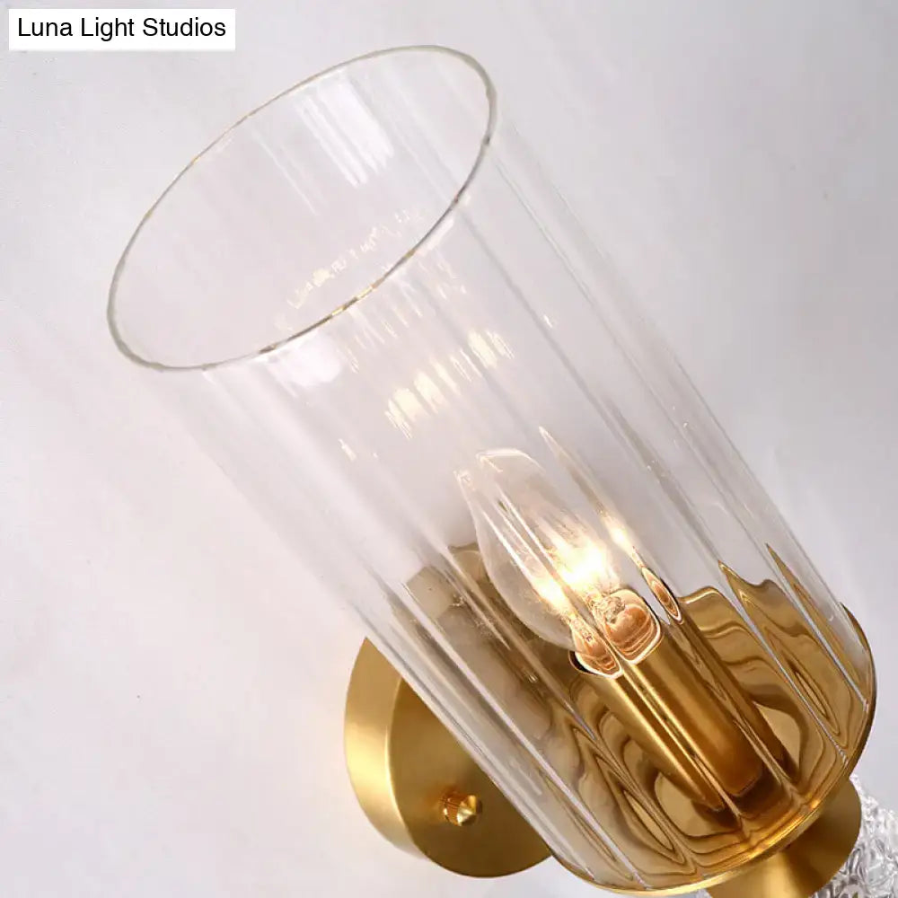 Vintage brass glass shade wall mounted sconce bedroom light