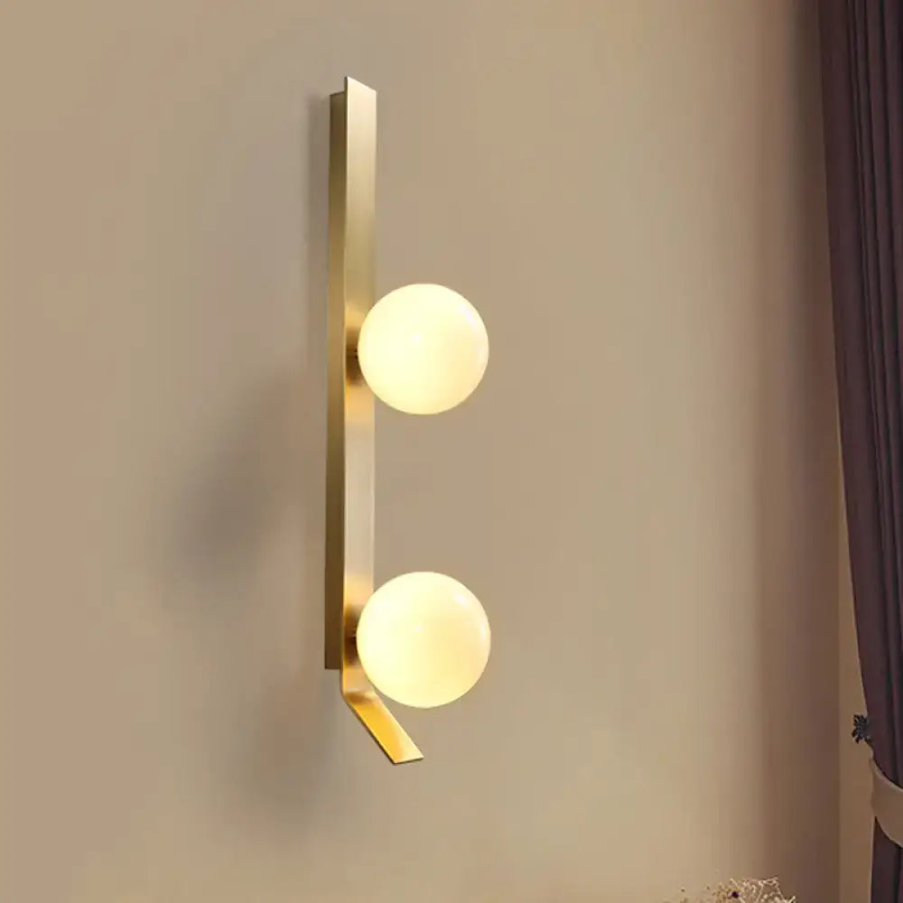 Vintage brass ivory glass shade wall light bedroom sconce
