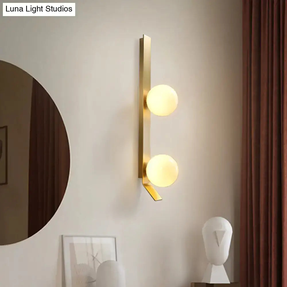 Vintage brass ivory glass shade wall light bedroom sconce