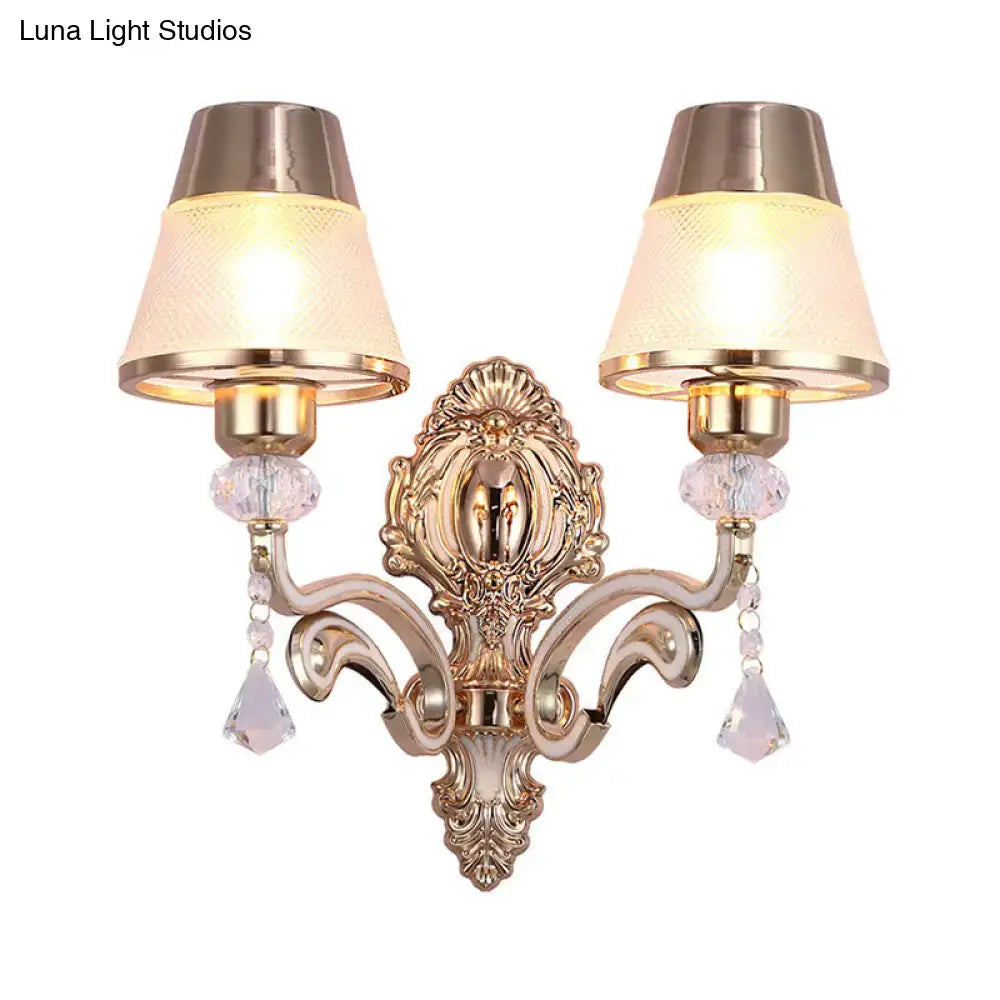 Vintage brass wall lamp with clear glass shade bedroom sconce