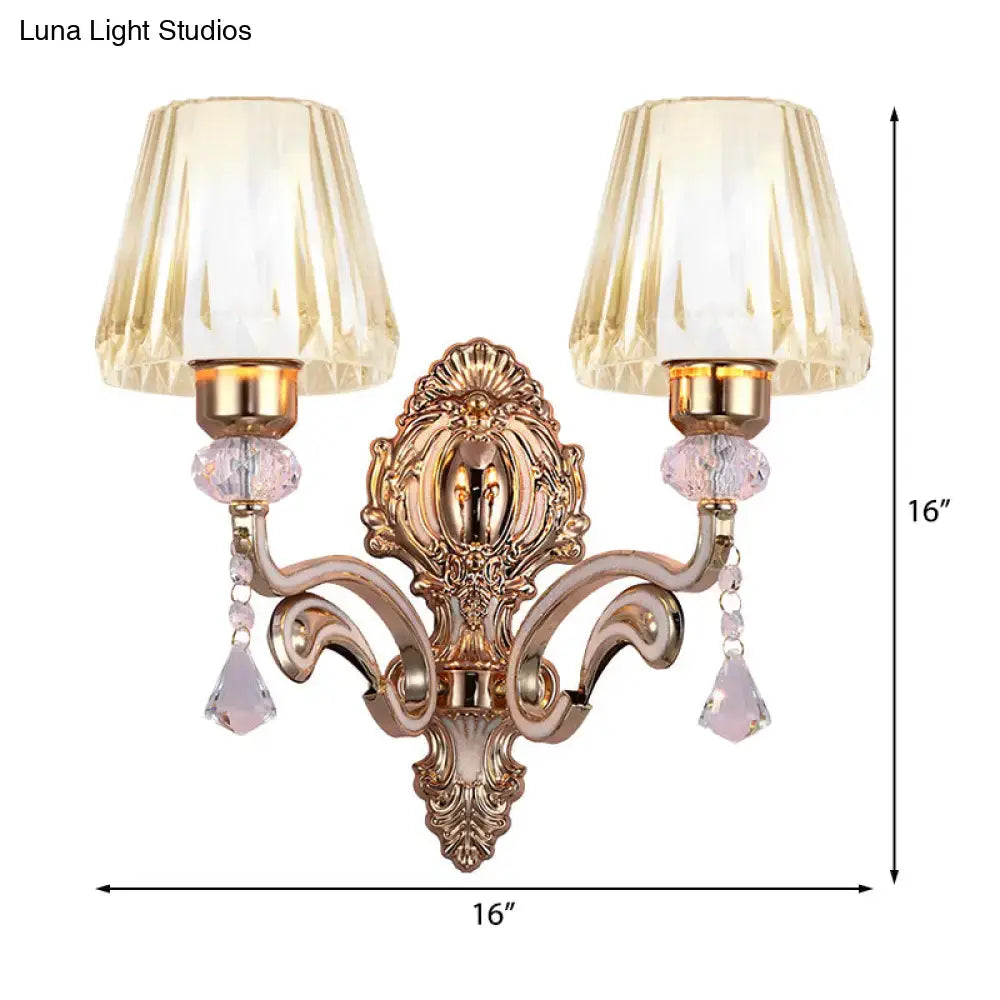 Vintage brass wall lamp with clear glass shade bedroom sconce