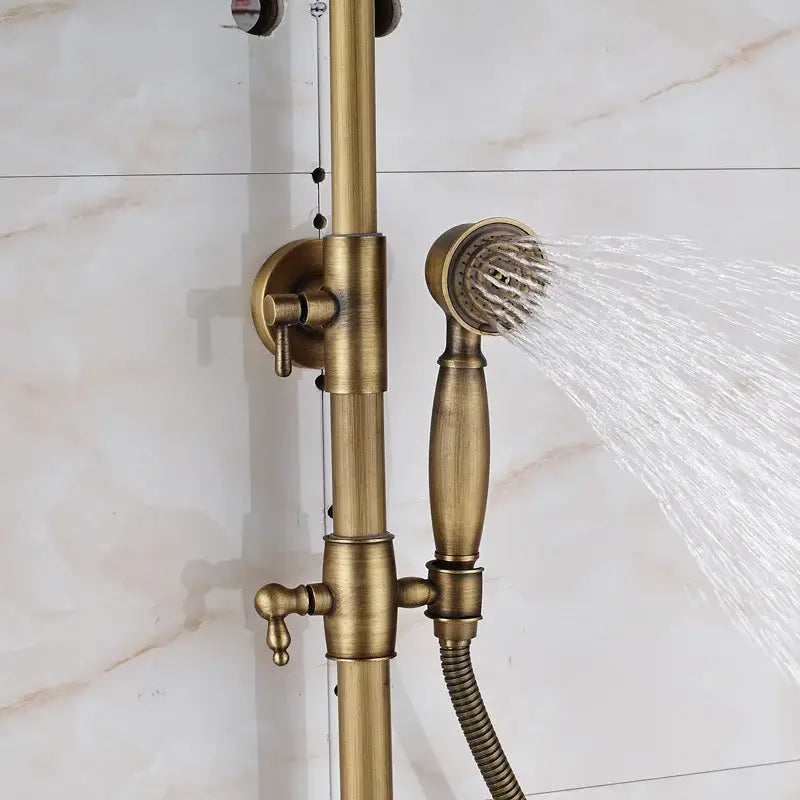 Vintage brass wall mount bathtub faucet with shower set for bathroom