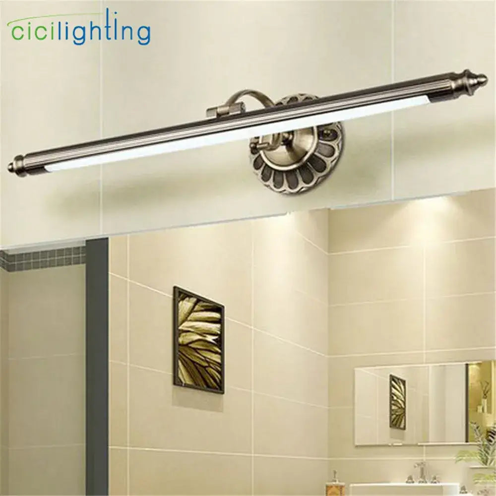 مصباح جدار حمام LED برونزي عتيق مع لوحة تثبيت مخددة