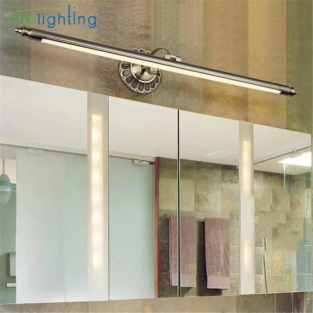 مصباح جدار حمام LED برونزي عتيق مع لوحة تثبيت مخددة