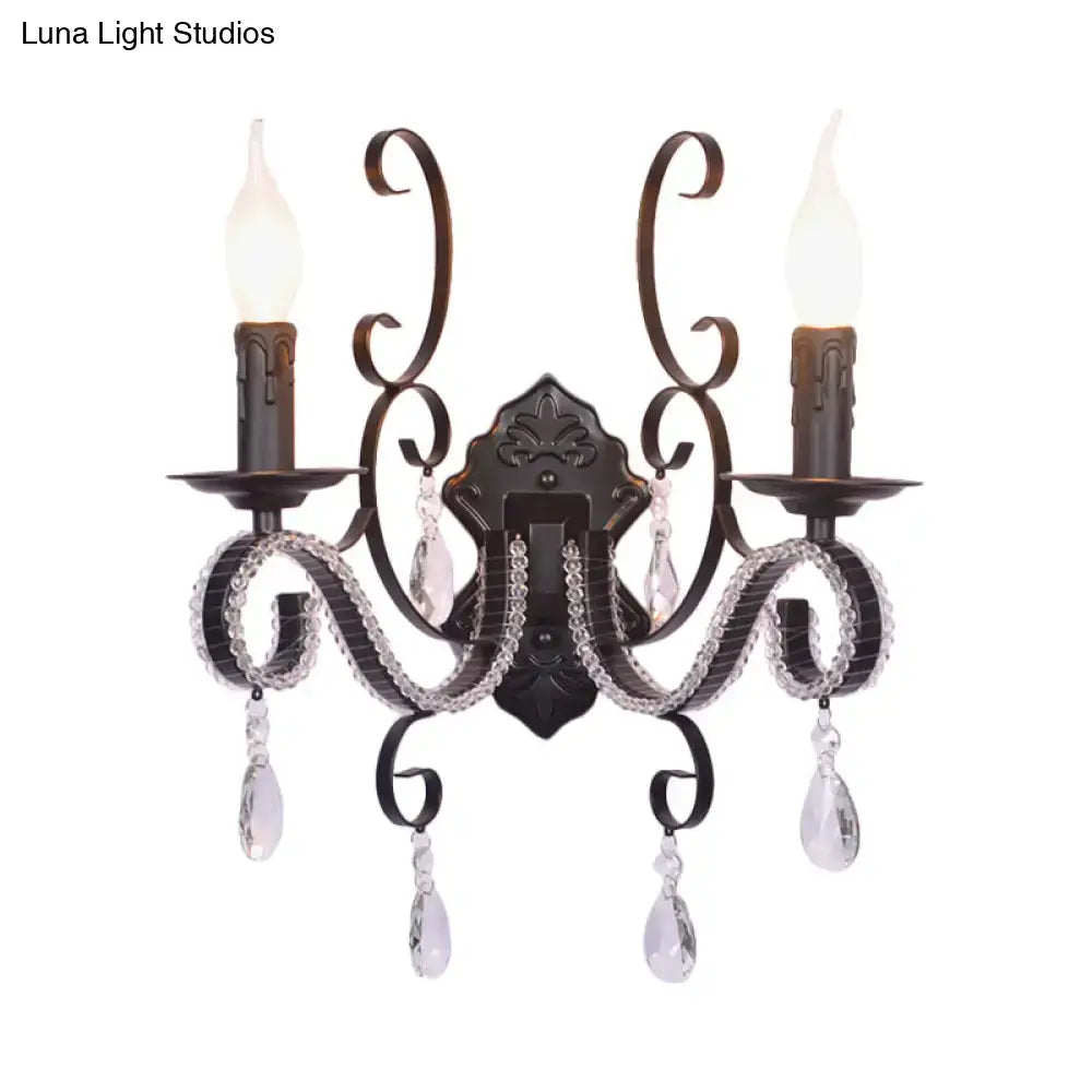 Vintage bronze wall mounted lamp with crystal living room sconce