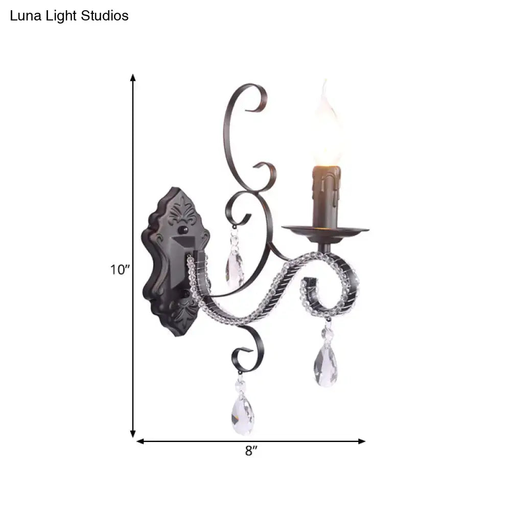Vintage bronze wall mounted lamp with crystal living room sconce