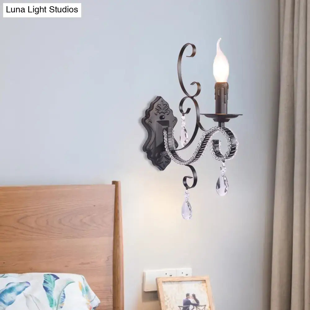 Vintage bronze wall mounted lamp with crystal living room sconce