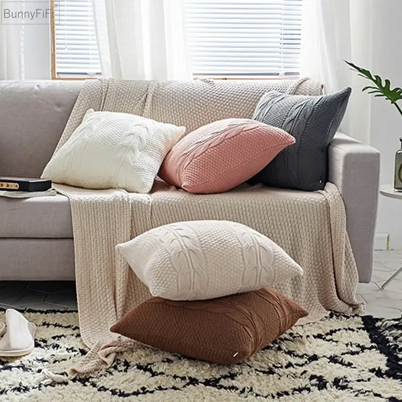 Vintage cable knit double cushion cover bedroom throw pillows