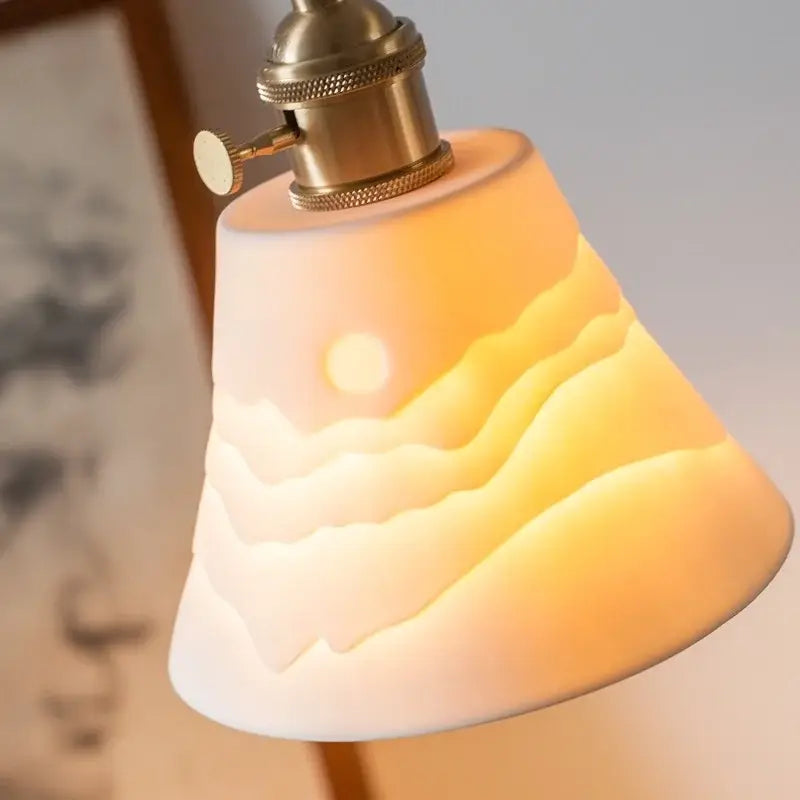 Vintage ceramic led pendant light for kitchen with brass finish