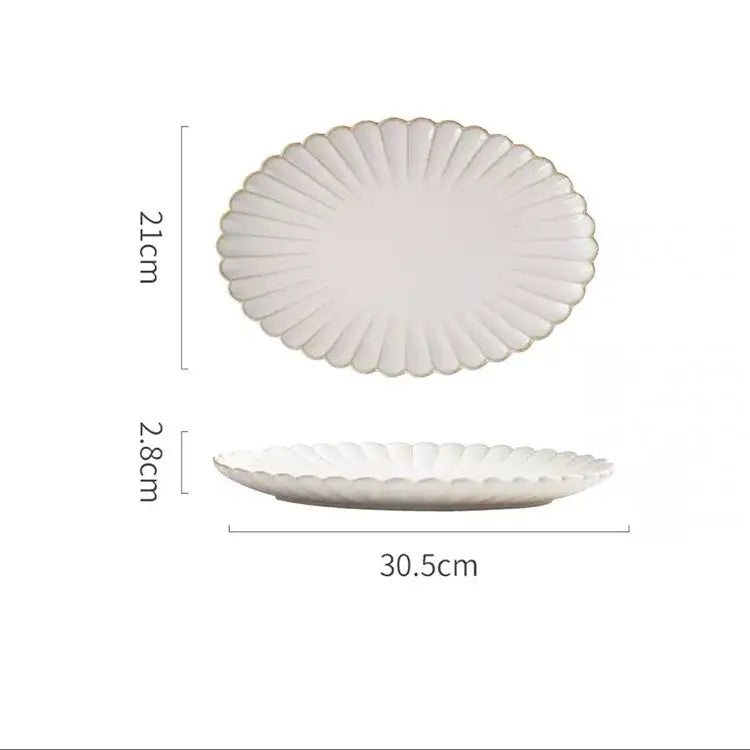 Vintage cream scalloped ceramic dining table set – dining room trim
