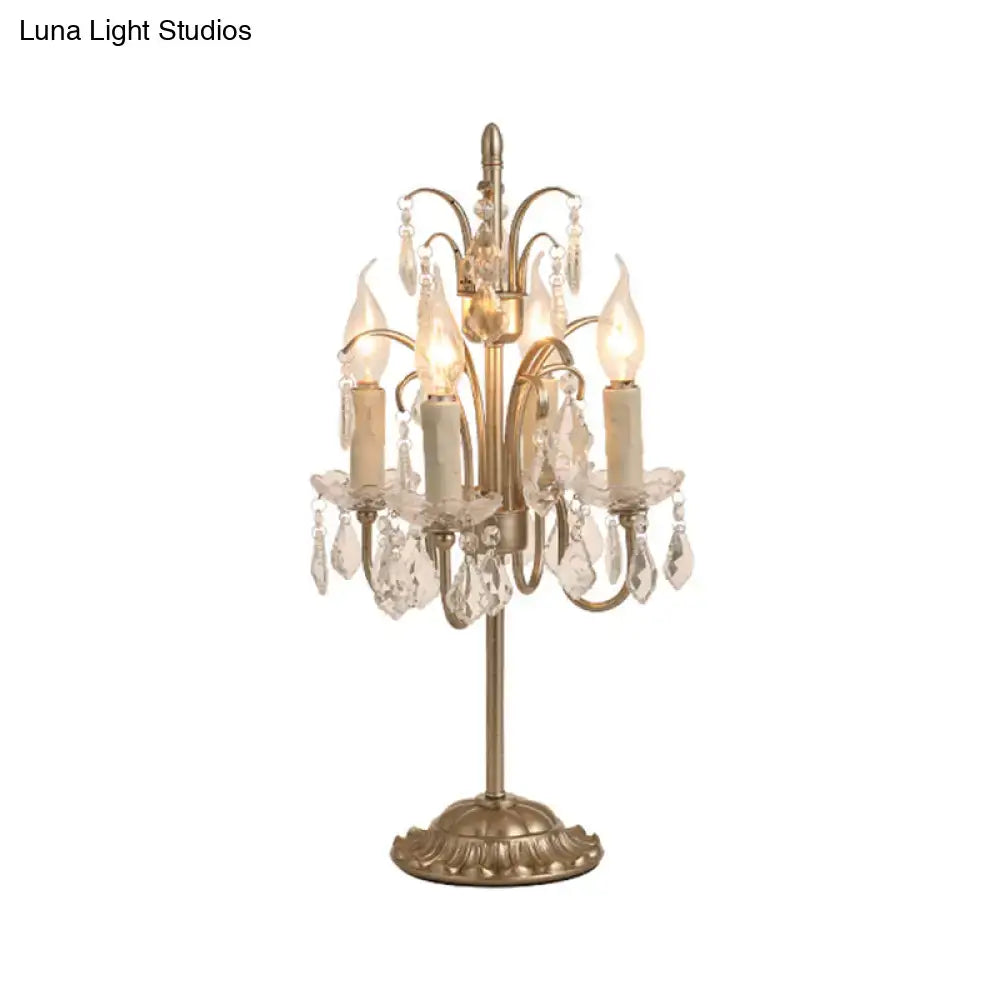 Vintage distressed white hanging crystal table lamp bedroom e12 bulb