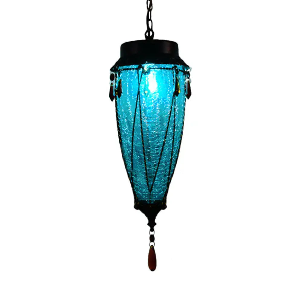 Vintage emerald green glass pendant light dining room amber beads
