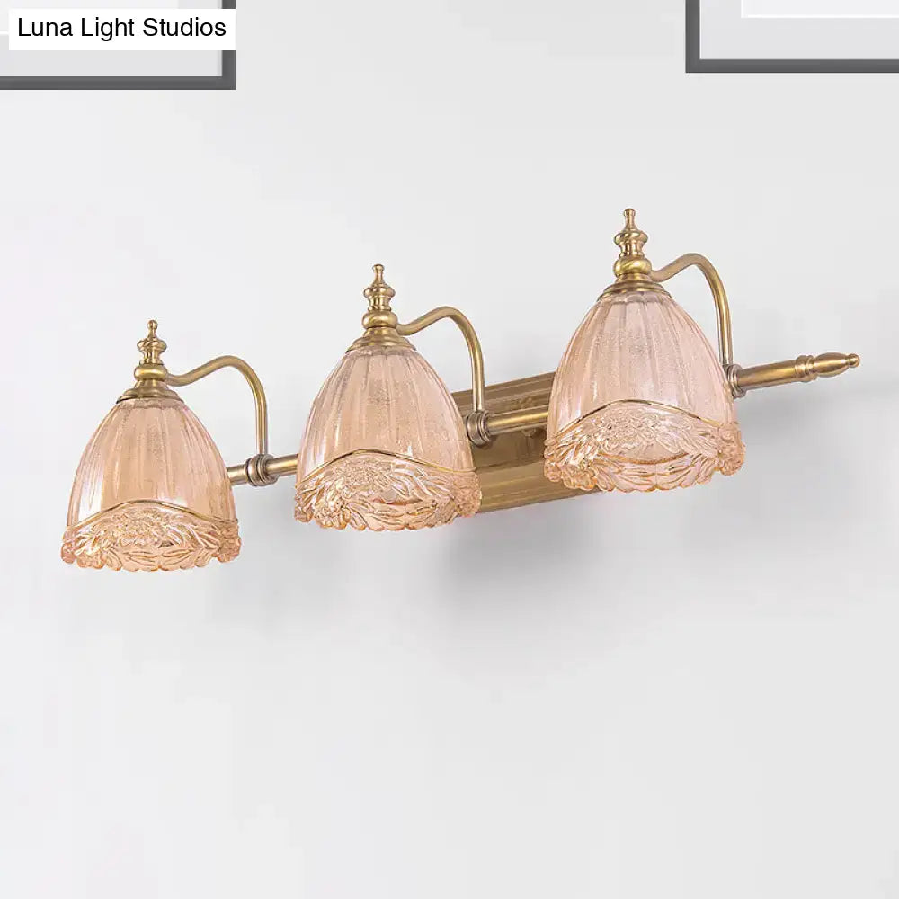 Vintage floral amber glass wall sconce bedroom gold sconce pair