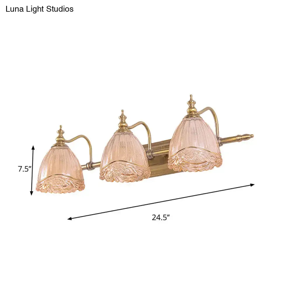 Vintage floral amber glass wall sconce bedroom gold sconce pair