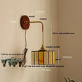 Vintage floral ceramic led wall light bedroom wood pull chain