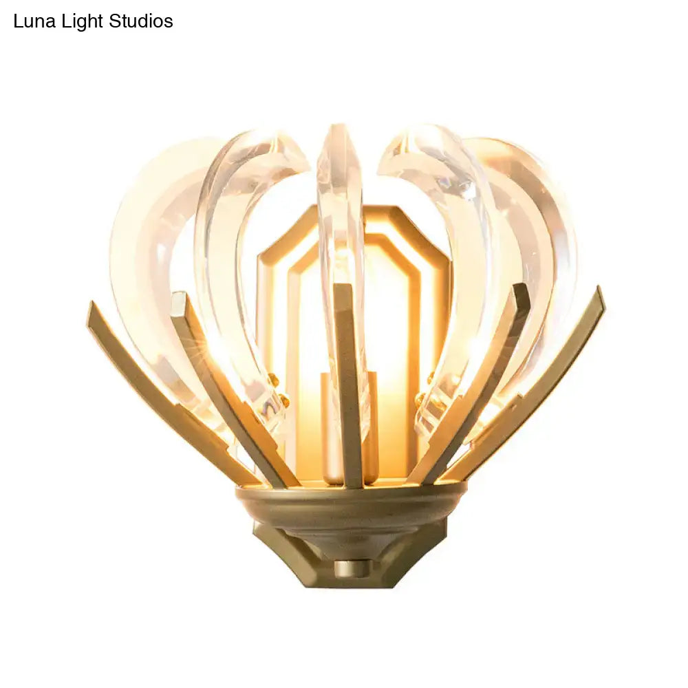 Vintage flower gold finish wall light bedroom crystal sconce