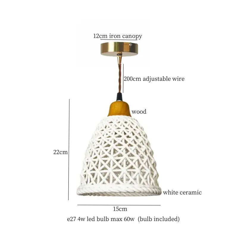 Vintage fluted off-white ceramic led pendant bedroom hanging light