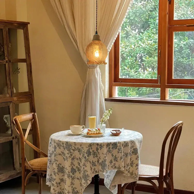 Vintage fluted off-white ceramic led pendant bedroom hanging light
