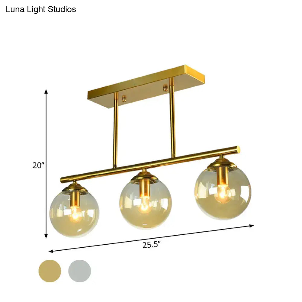 Vintage gold and amber glass pendant lamp kitchen island light