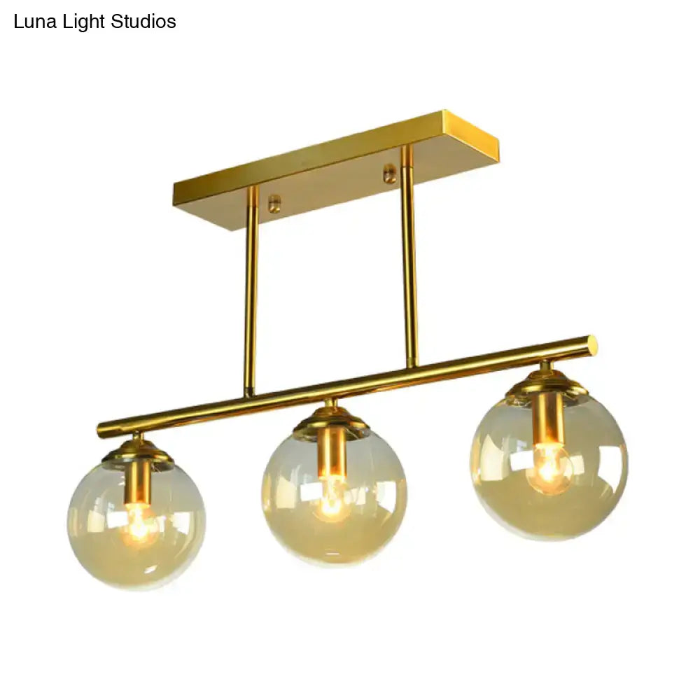 Vintage gold and amber glass pendant lamp kitchen island light