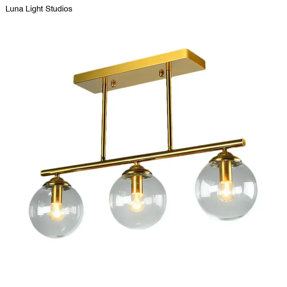 Vintage gold and amber glass pendant lamp kitchen island light
