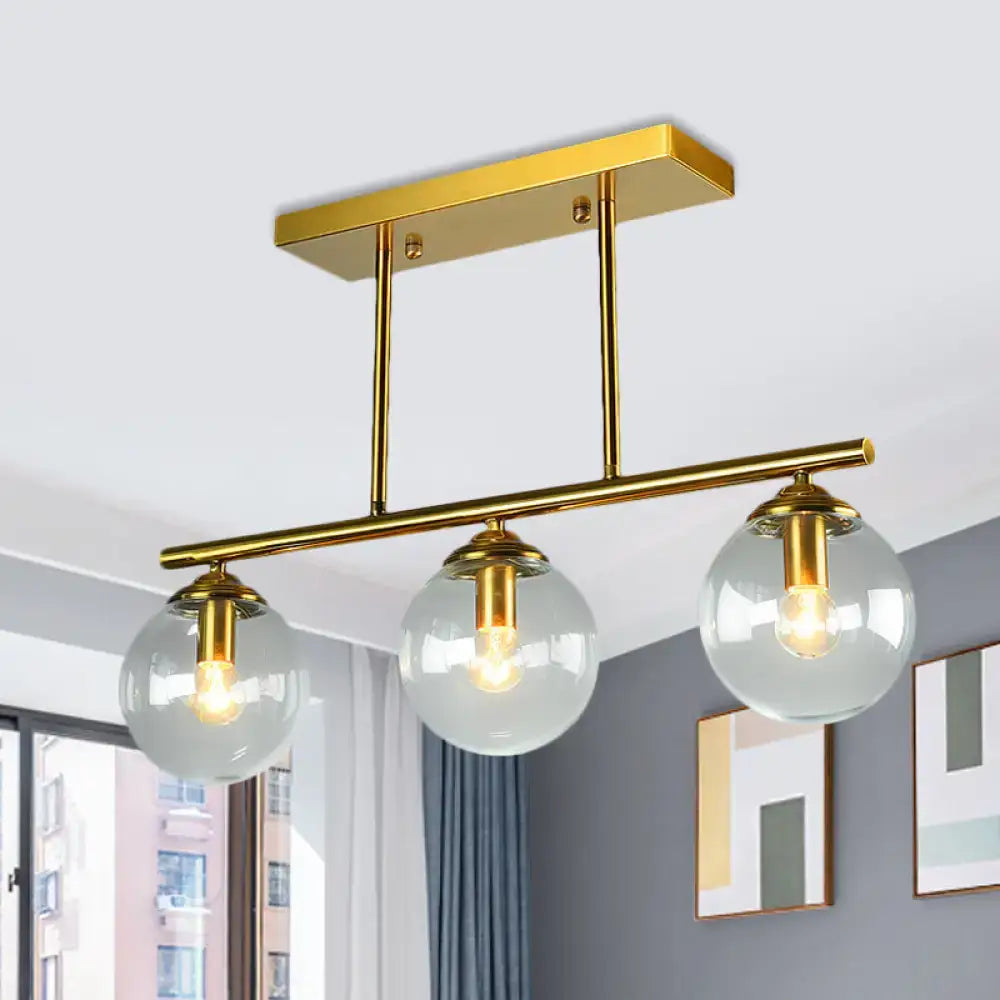 Vintage gold and amber glass pendant lamp kitchen island light