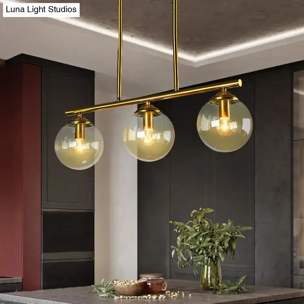 Vintage gold and amber glass pendant lamp kitchen island light