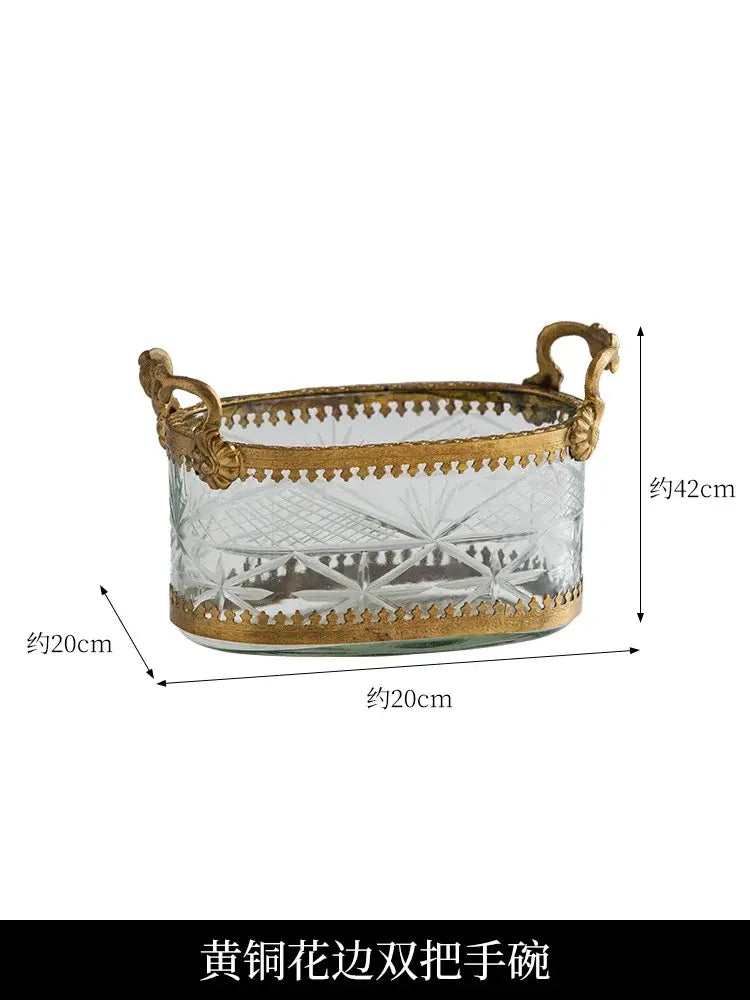 Vintage gold and carved glass snack plate dining room storage box