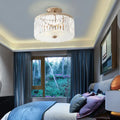 Vintage gold crystal block ceiling light bedroom semi flush mount
