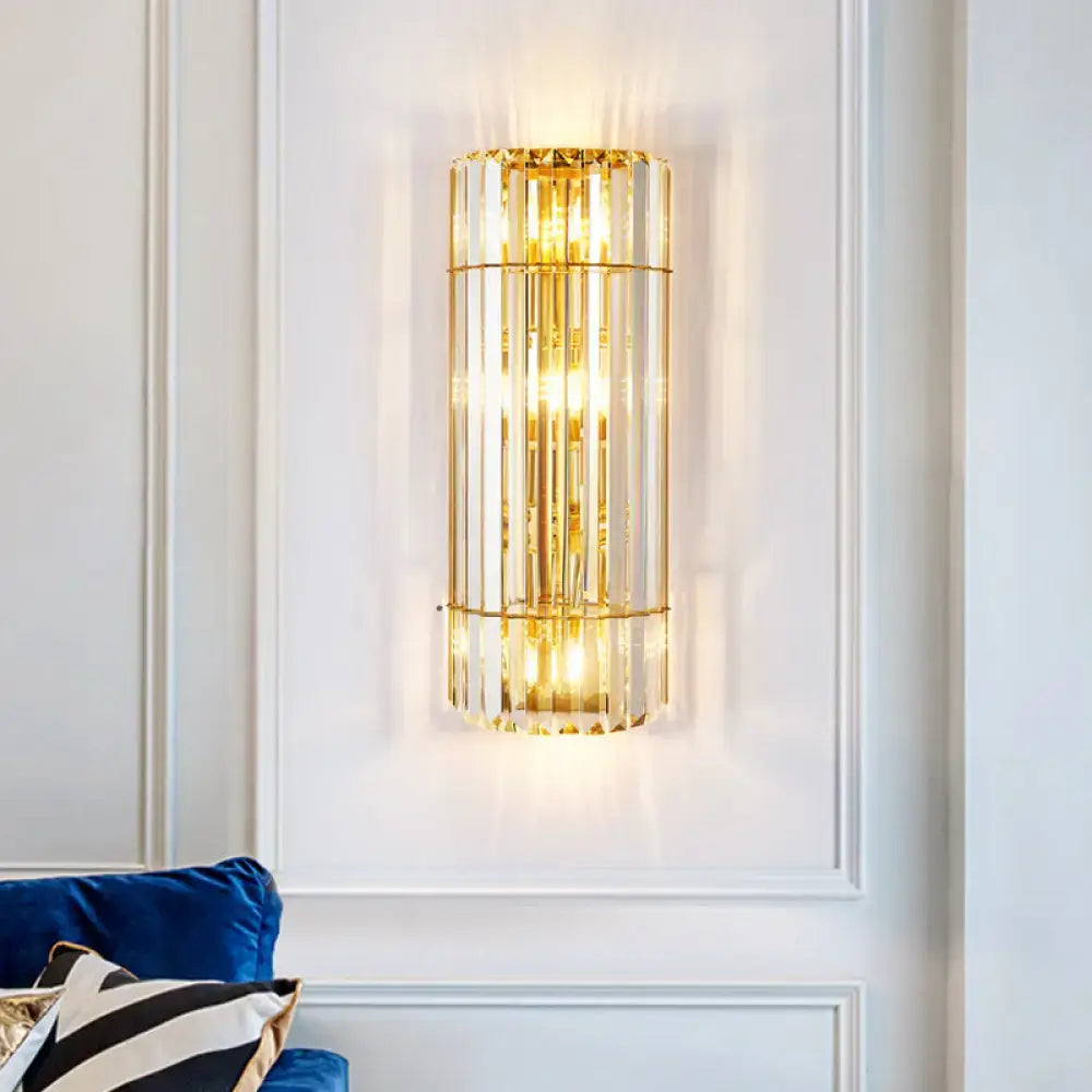 Vintage gold crystal sconce lighting hallway wall mounted lamp