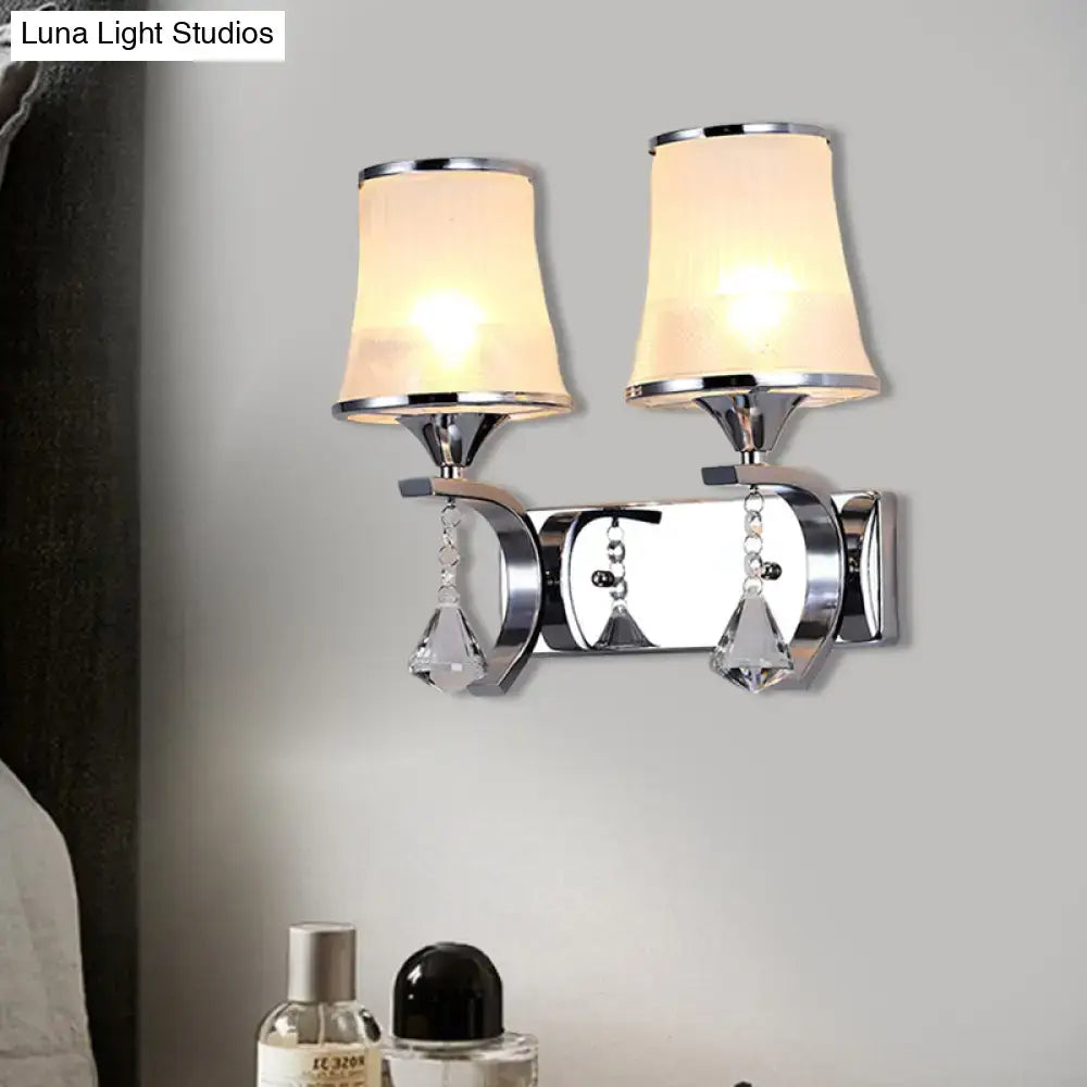 Vintage gold finish crystal wall lamp – bedroom clear glass sconce