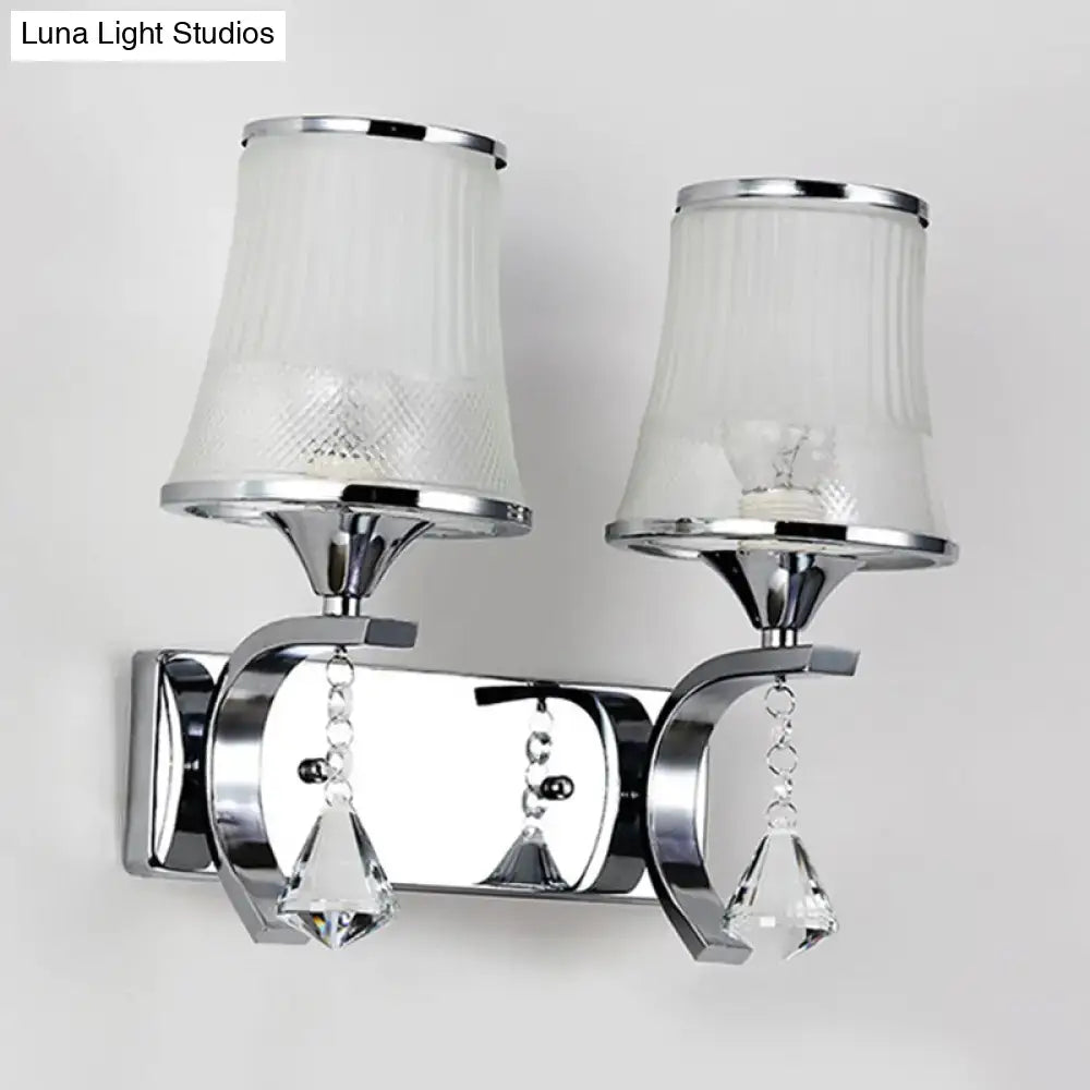 Vintage gold finish crystal wall lamp – bedroom clear glass sconce