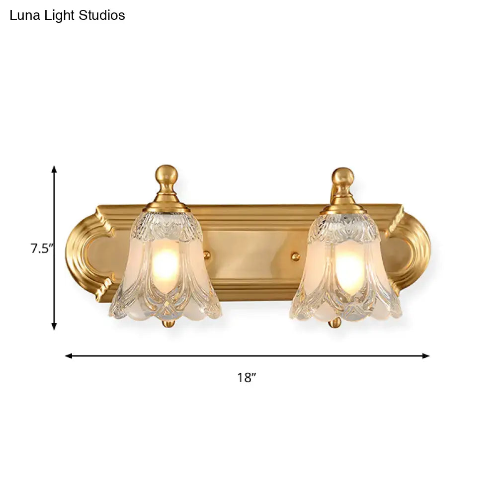 Vintage gold wall light with clear glass shade bathroom vanity lighting