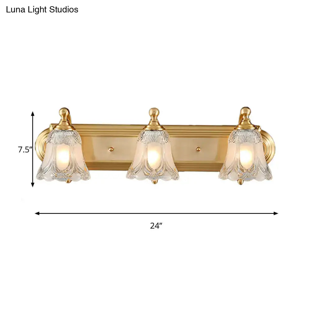 Vintage gold wall light with clear glass shade bathroom vanity lighting