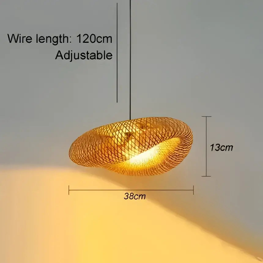 Vintage golden bamboo led pendant light dining room handcrafted weave