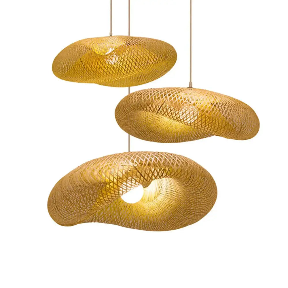 Vintage golden bamboo weave led pendant light for dining room