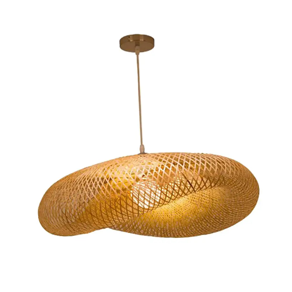 Vintage golden bamboo weave led pendant light for dining room