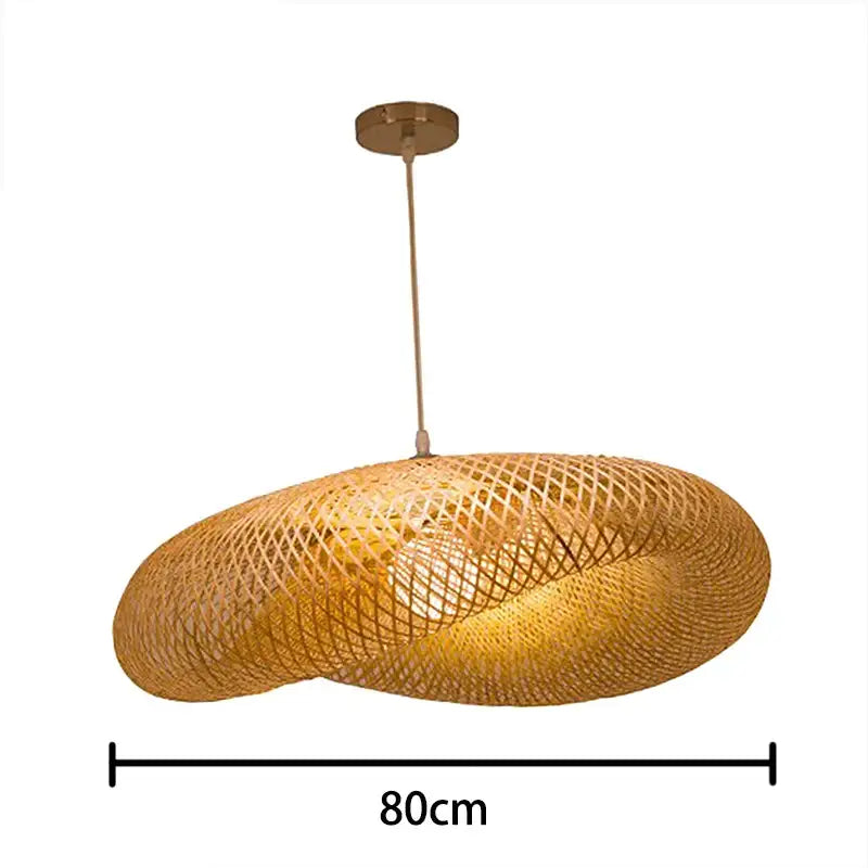 Vintage golden bamboo weave led pendant light for dining room