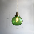 Vintage green ribbed glass brass pumpkin led pendant light bedroom