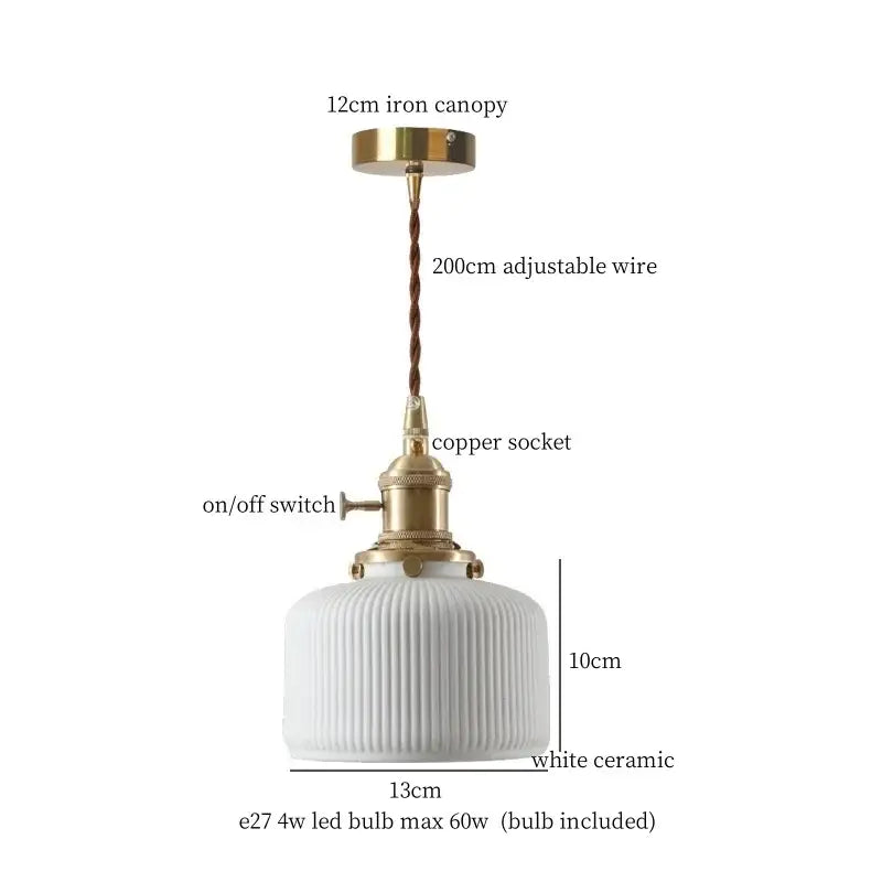 Vintage hexagonal red & green ceramic led pendant light kitchen