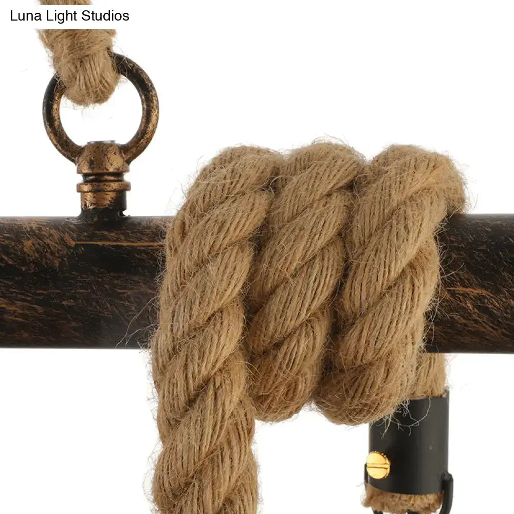 Vintage industrial beige rope island lighting dining room hanging light