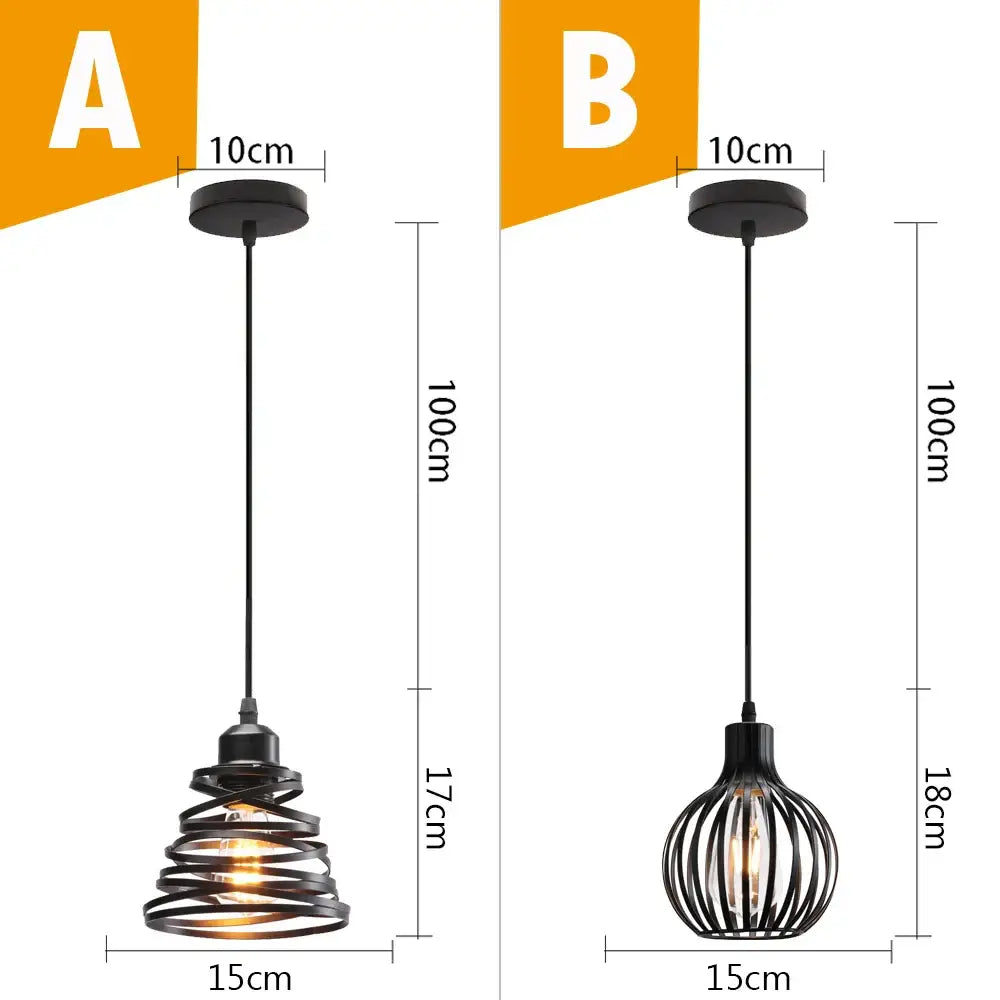 Vintage industrial black metal cage pendant light kitchen lighting