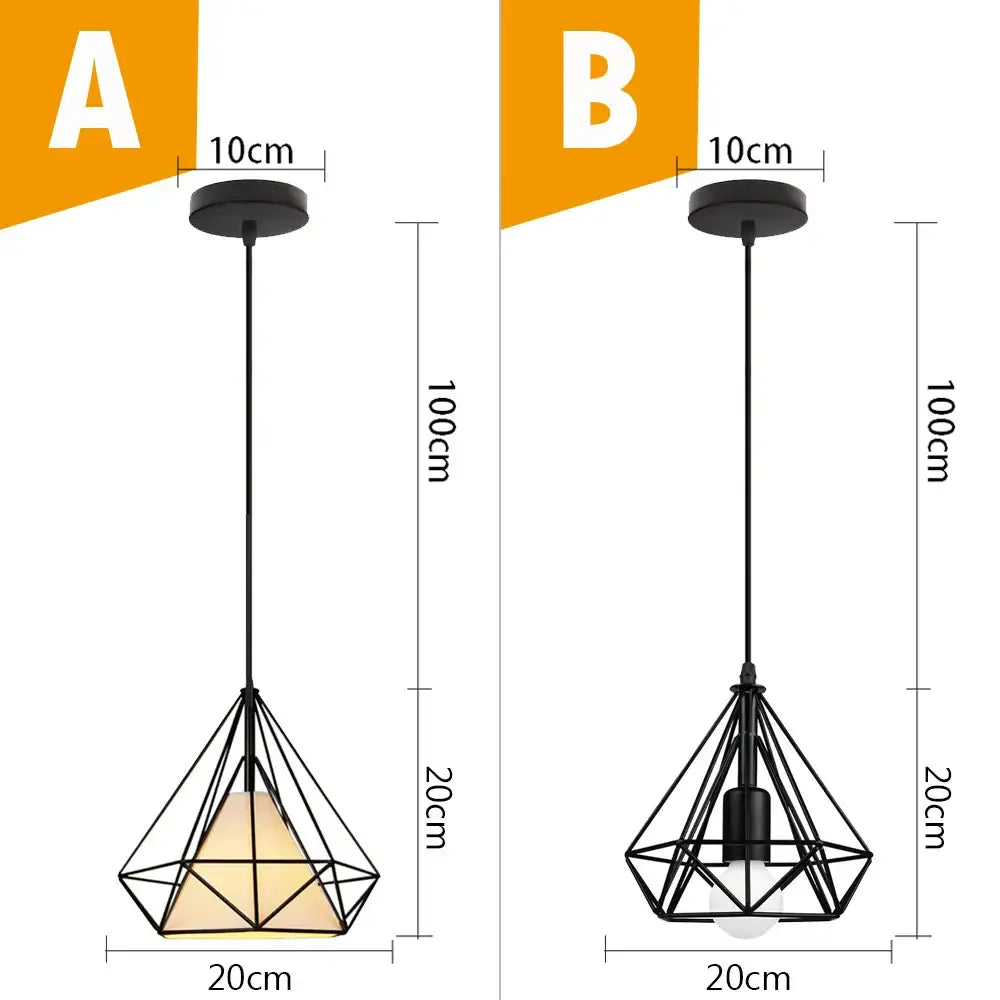 Vintage industrial black metal cage pendant light kitchen lighting