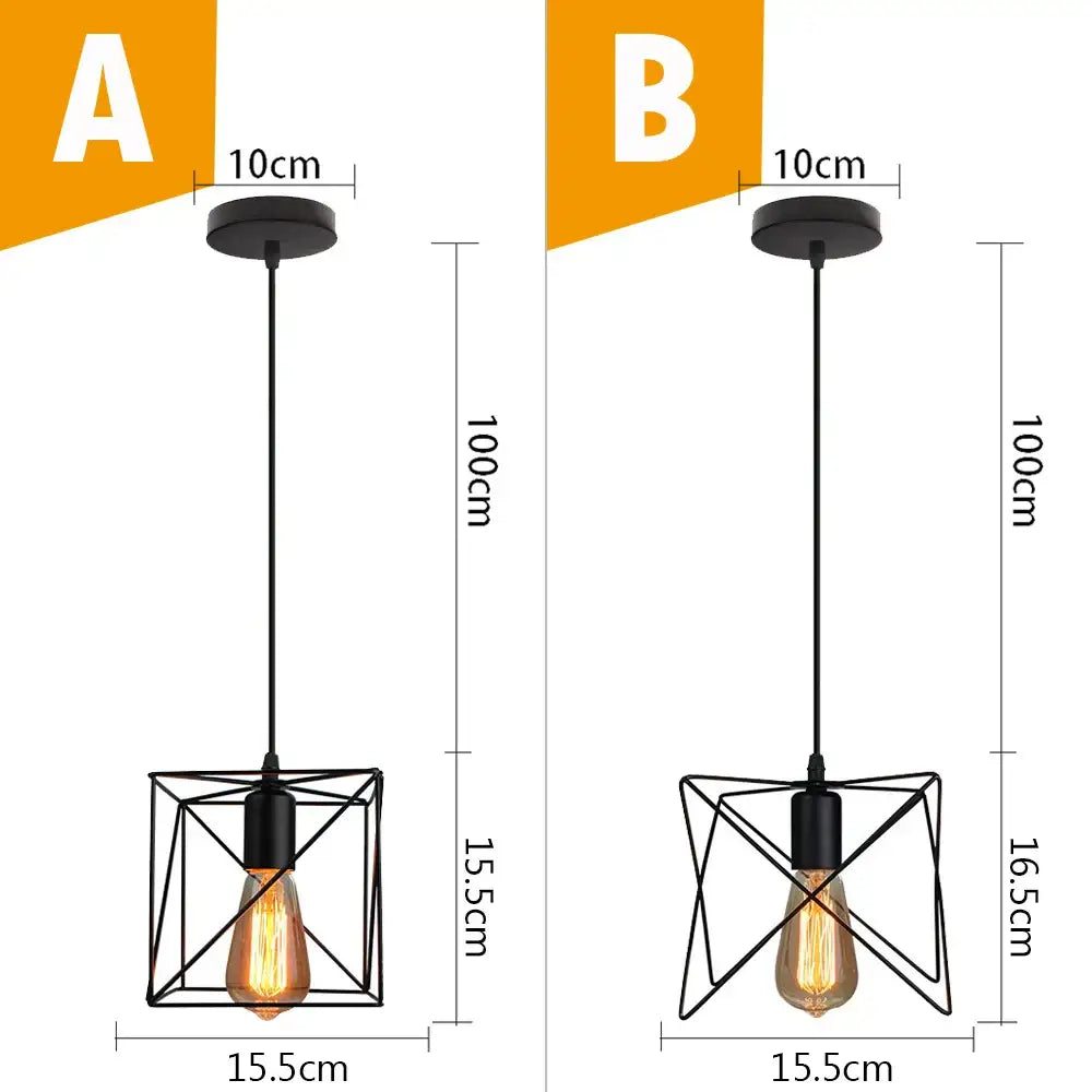 Vintage industrial black metal cage pendant light kitchen lighting