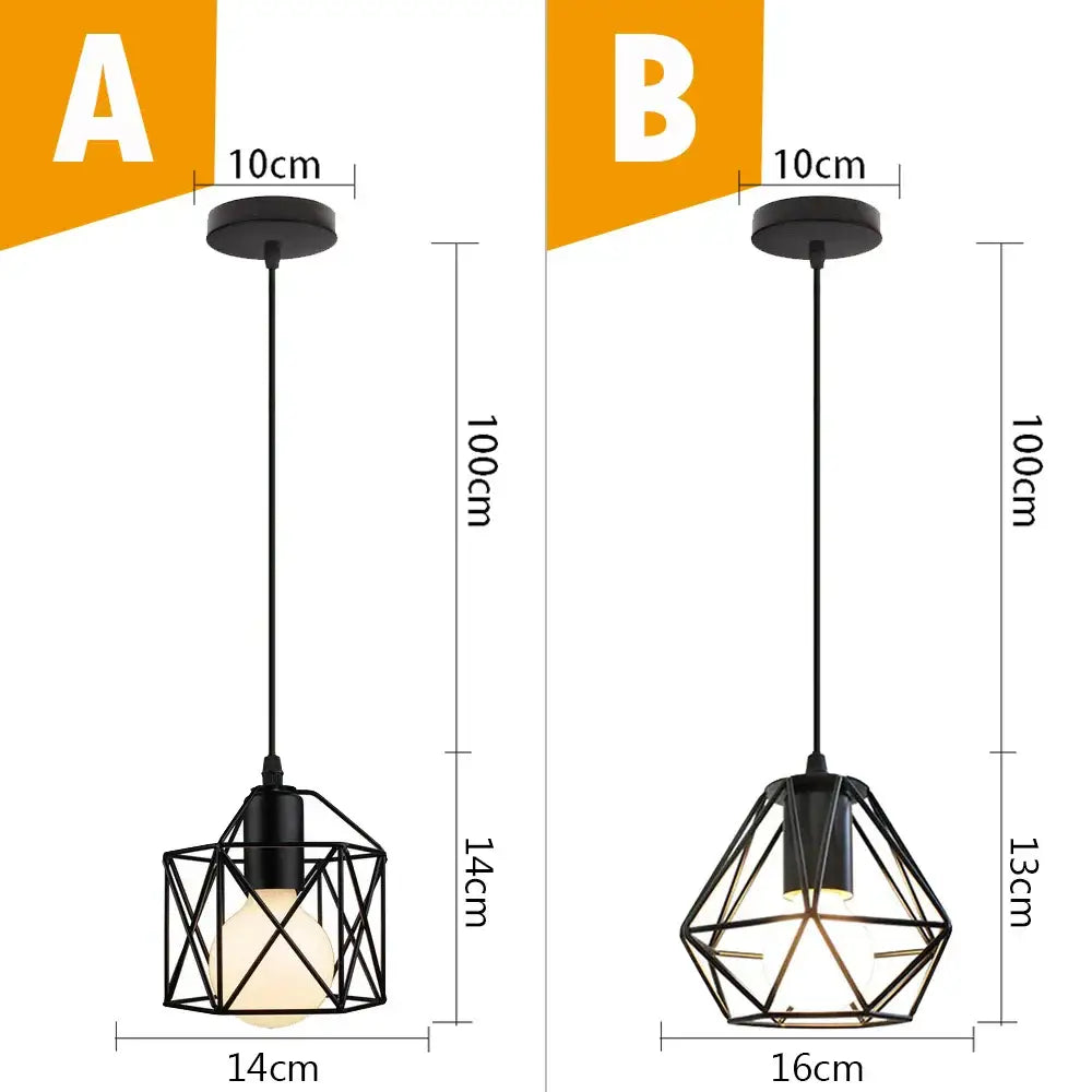 Vintage industrial black metal cage pendant light kitchen lighting