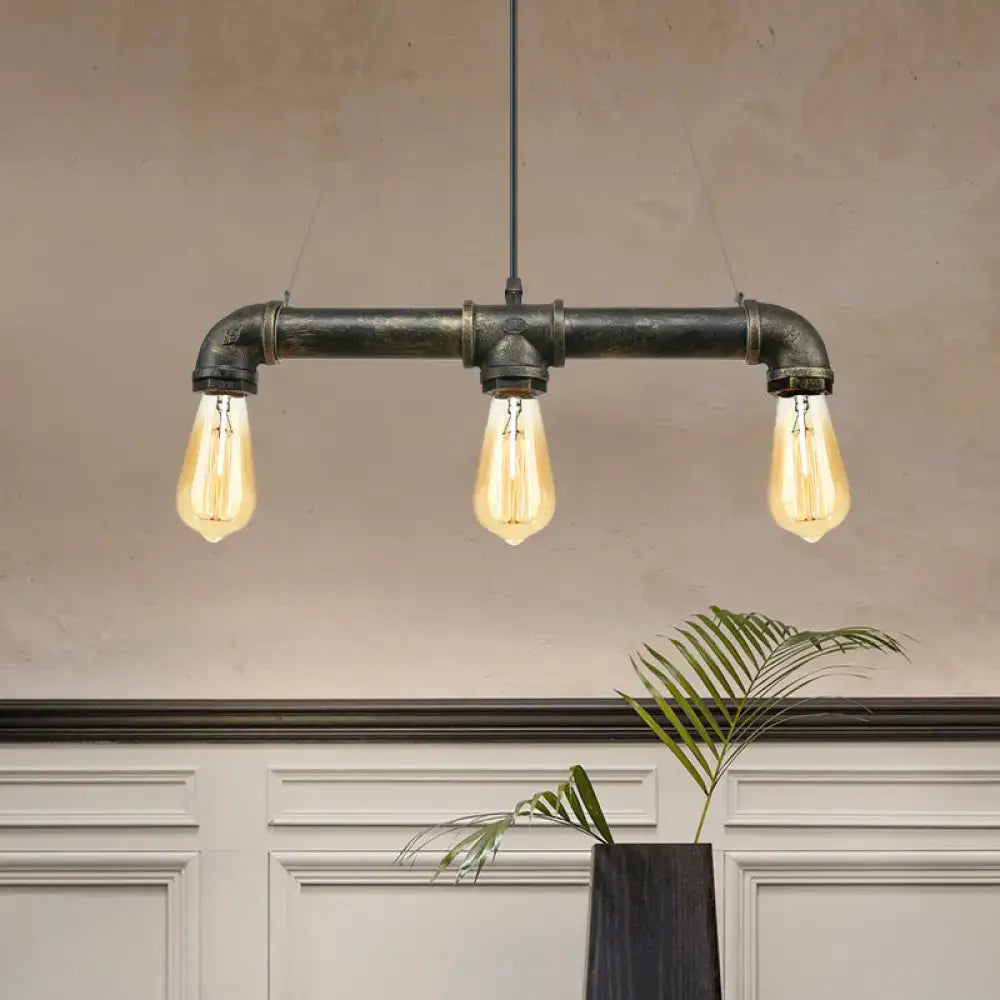 Vintage industrial brass pipe ceiling light fixture kitchen pendant