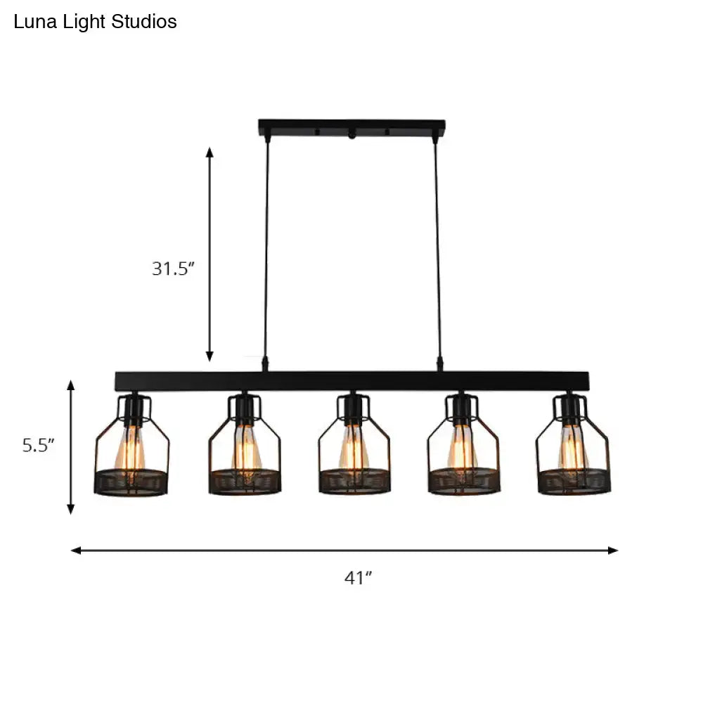 Vintage industrial island light with wire guard metal – kitchen black