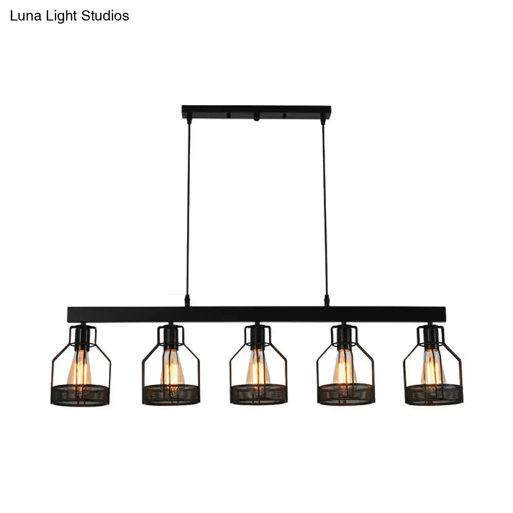 Vintage industrial island light with wire guard metal – kitchen black